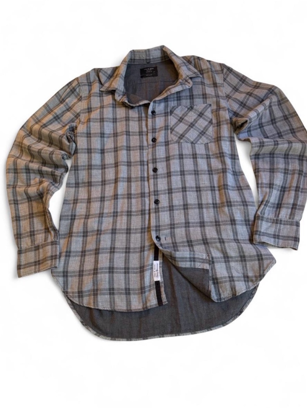 rag & bone black and Gray Plaid Long-Sleeve Button-Down Shirt